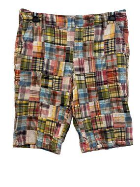 Patchwork Madras Plaid Cotton Shorts By Sonoma Life + Style Size 12 Multicolor